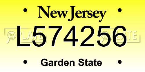 L574256 New Jersey License Plate