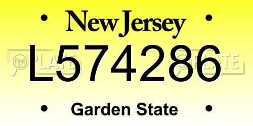 L574286 New Jersey License Plate