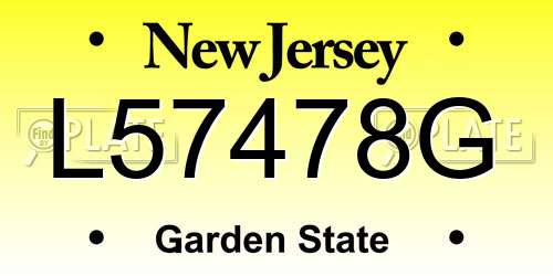 L57478G New Jersey License Plate