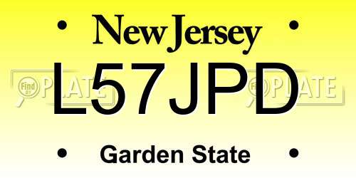 L57JPD New Jersey License Plate