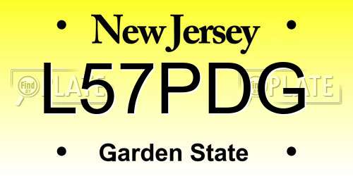 L57PDG New Jersey License Plate