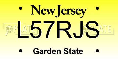 L57RJS New Jersey License Plate