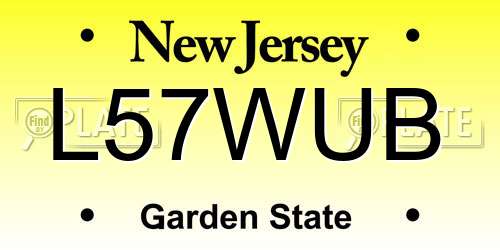 L57WUB New Jersey License Plate