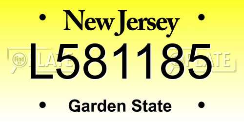 L581185 New Jersey License Plate