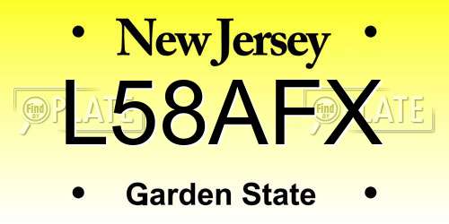 L58AFX New Jersey License Plate