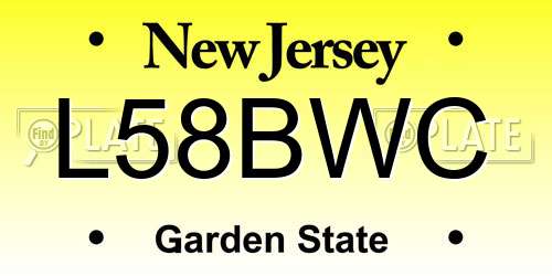 L58BWC New Jersey License Plate