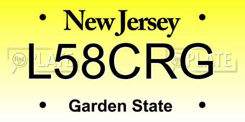 L58CRG New Jersey License Plate