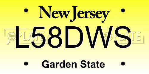 L58DWS New Jersey License Plate