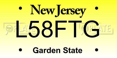 L58FTG New Jersey License Plate