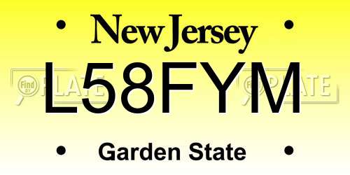 L58FYM New Jersey License Plate