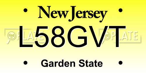 L58GVT New Jersey License Plate