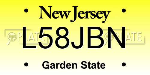L58JBN New Jersey License Plate