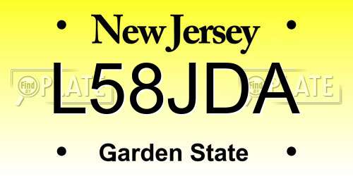 L58JDA New Jersey License Plate