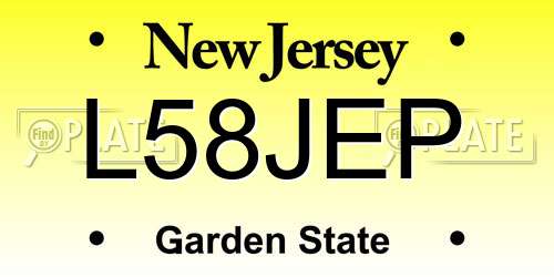 L58JEP New Jersey License Plate
