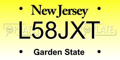 L58JXT New Jersey License Plate