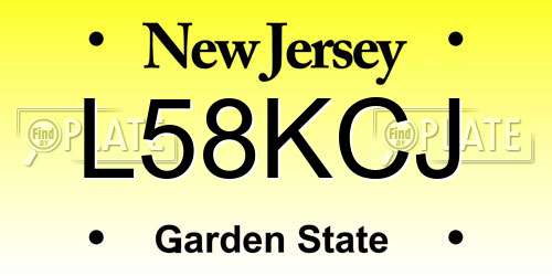 L58KCJ New Jersey License Plate