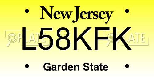 L58KFK New Jersey License Plate