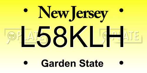 L58KLH New Jersey License Plate