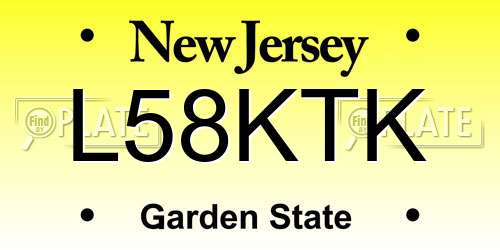 L58KTK New Jersey License Plate