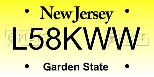 L58KWW New Jersey License Plate