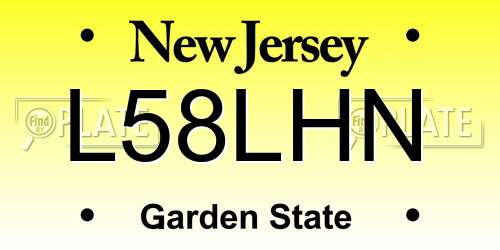 L58LHN New Jersey License Plate