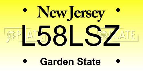 L58LSZ New Jersey License Plate