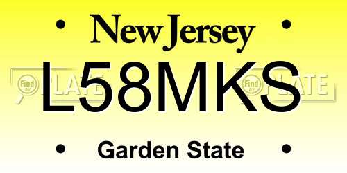 L58MKS New Jersey License Plate