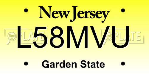 L58MVU New Jersey License Plate