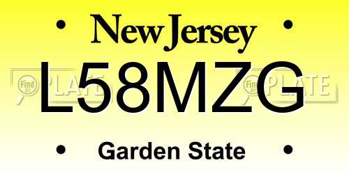 L58MZG New Jersey License Plate
