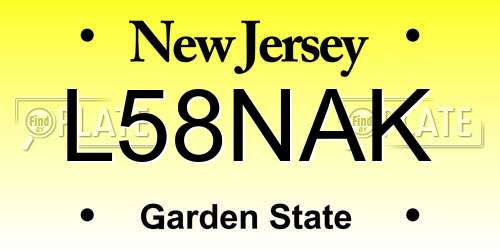 L58NAK New Jersey License Plate