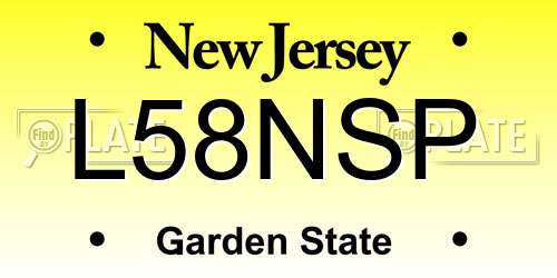 L58NSP New Jersey License Plate