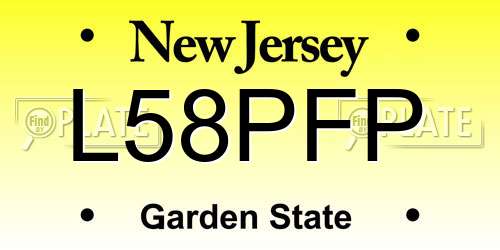 L58PFP New Jersey License Plate