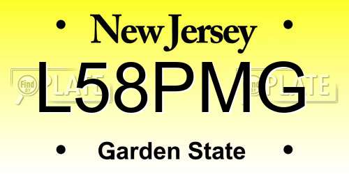 L58PMG New Jersey License Plate