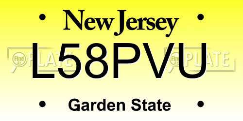 L58PVU New Jersey License Plate