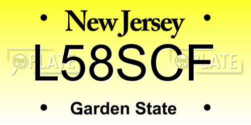 L58SCF New Jersey License Plate