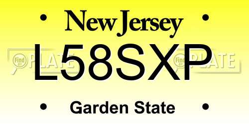 L58SXP New Jersey License Plate
