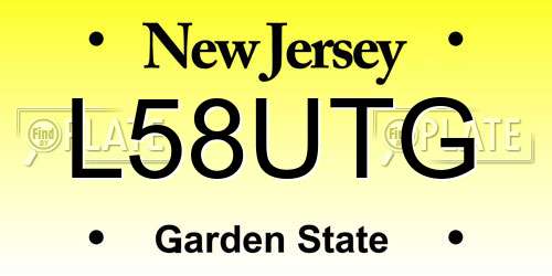 L58UTG New Jersey License Plate