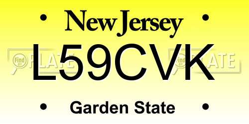 L59CVK New Jersey License Plate