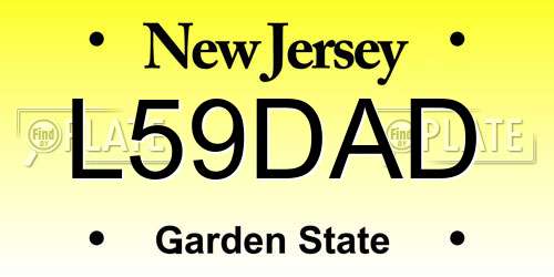 L59DAD New Jersey License Plate