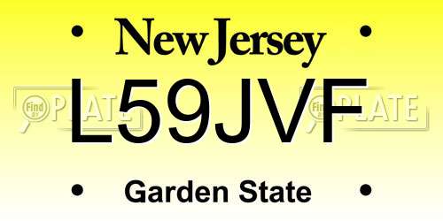 L59JVF New Jersey License Plate