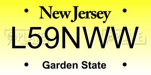 L59NWW New Jersey License Plate