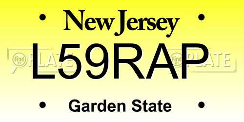 L59RAP New Jersey License Plate