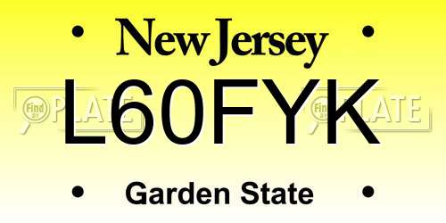 L60FYK New Jersey License Plate