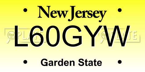 L60GYW New Jersey License Plate