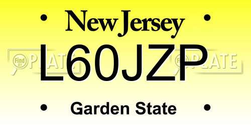 L60JZP New Jersey License Plate