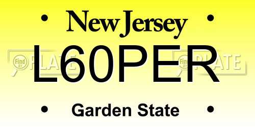 L60PER New Jersey License Plate