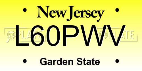 L60PWV New Jersey License Plate