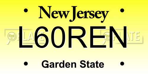 L60REN New Jersey License Plate