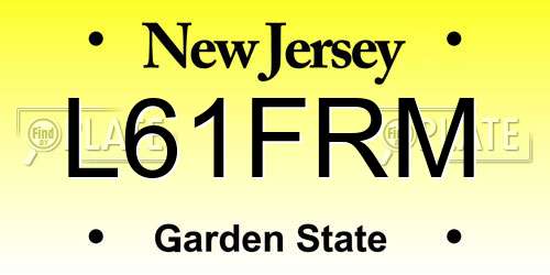L61FRM New Jersey License Plate