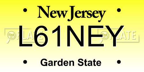 L61NEY New Jersey License Plate